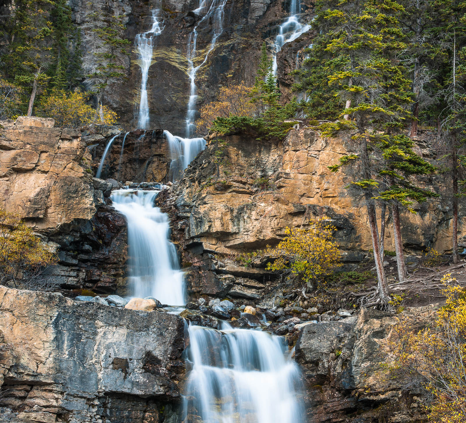 One waterfall after another Tangle Falls seems to be an endless supply of rushing water.  A unique scene indeed!