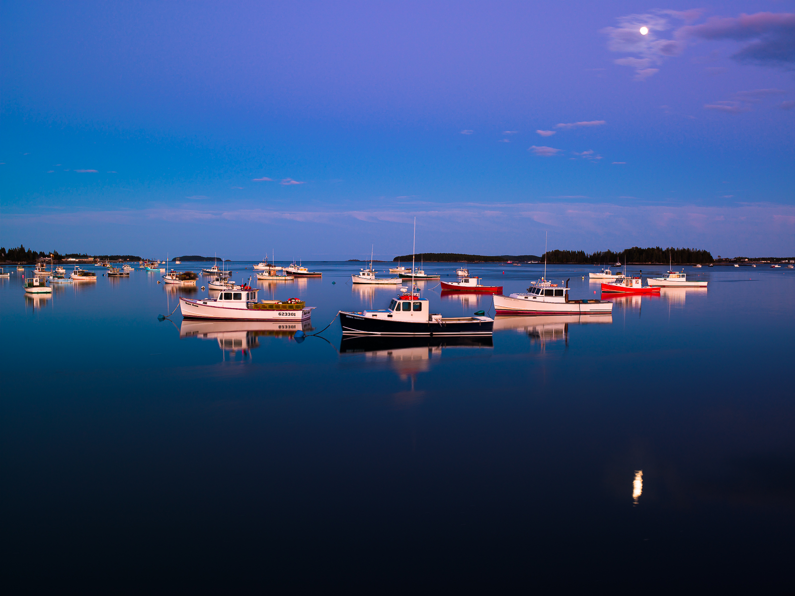 Full moon and still waters show you just how calm the sea can be.  A moment to be appreciated.