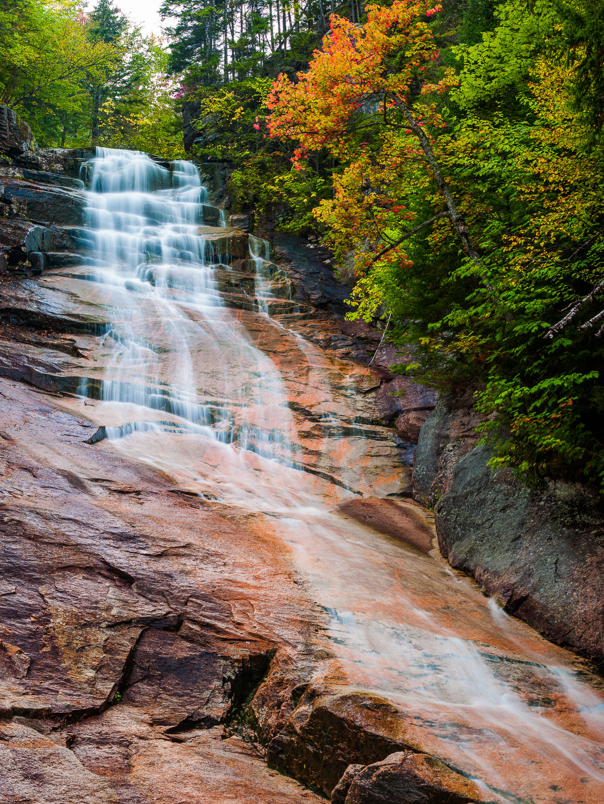One of my favorite waterfalls in New Hampshire and my ear mark for the beginning of Autumn.   Around the firest day of Autumn...