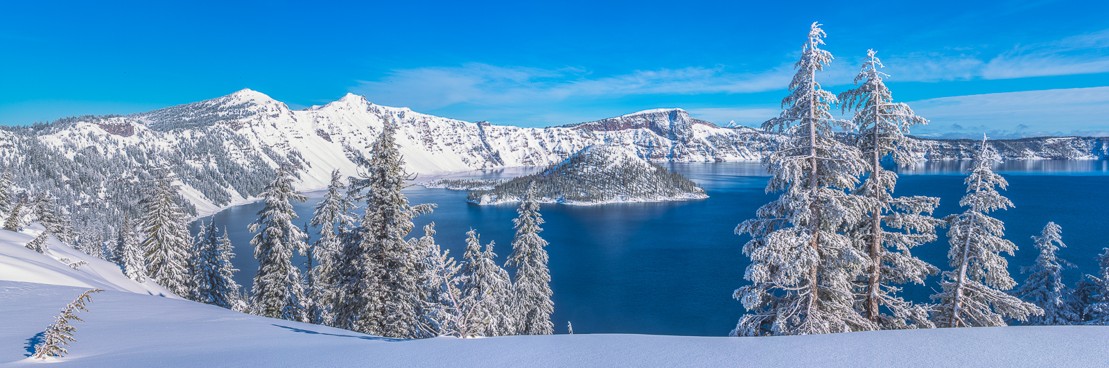 After a fresh coat of snow Crater Lake is encapsulated.