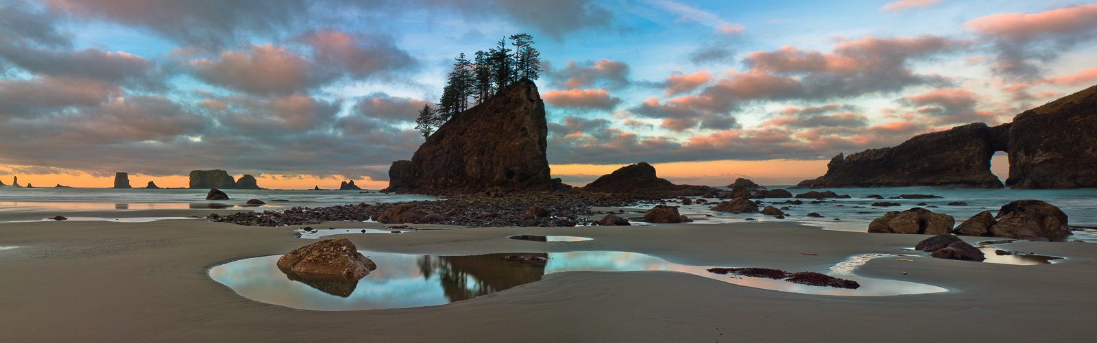 Sunrise on Second Beach along the Atlantic coastline of Washington.